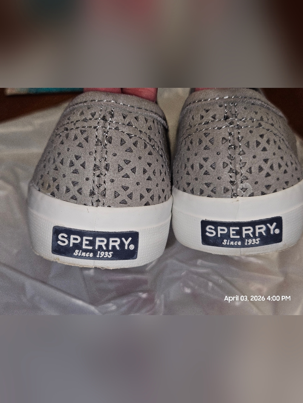 Sperry Taupe Perforated Slip-On Sneakers - Picture 2 of 6